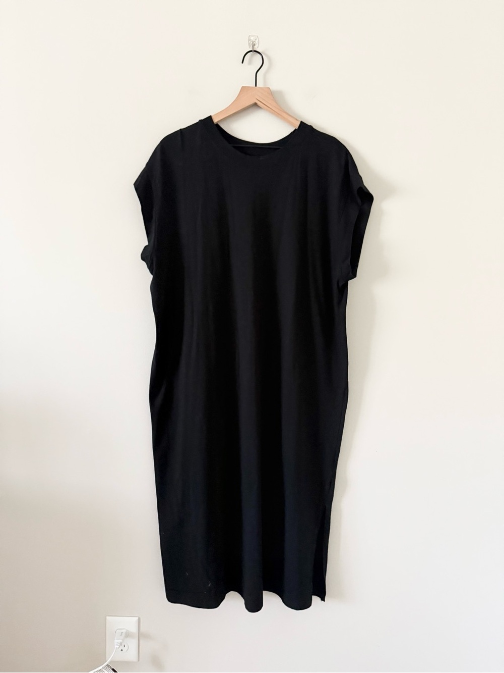A New Day Black Short Sleeve Crew Neck Tee Maxi Dress Size 1X
